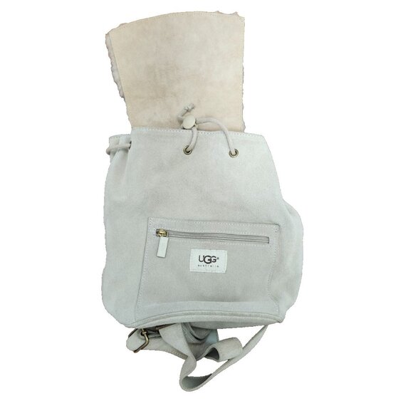 Women's UGG AUSTRALIA beige Suede Shearling Mini Backpack - Picture 4 of 14